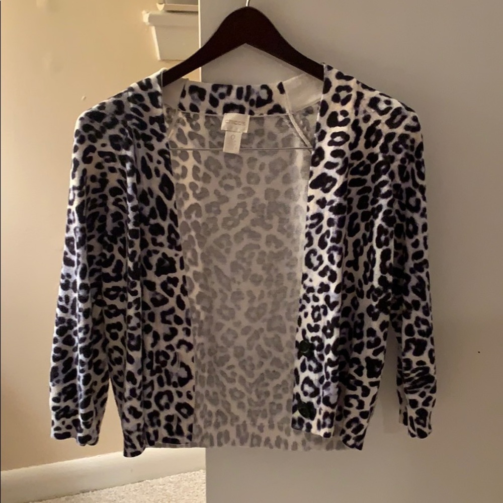 Black leopard print Chico’s cardigan